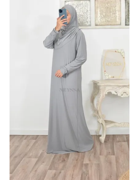 Robe de prière femme musulmane avec hijab intégré pas cher