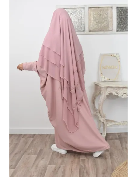 Long khimar 3 voiles en mousseline pour femme musulmane voilée