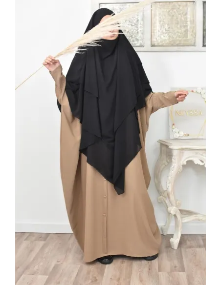 Long khimar 3 voiles en mousseline pour femme musulmane voilée