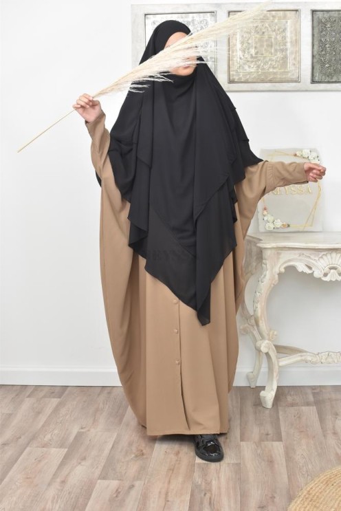 Long khimar 3 voiles en mousseline pour femme musulmane voilée