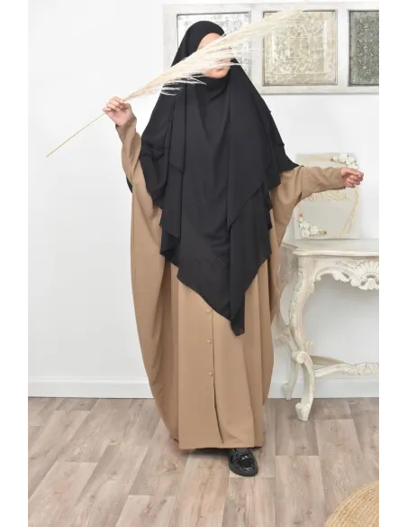 Long khimar 3 voiles en mousseline pour femme musulmane voilée