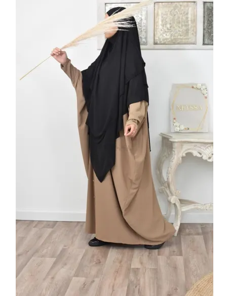 Long khimar 3 voiles en mousseline pour femme musulmane voilée