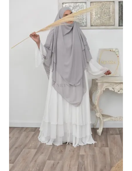 Long khimar 3 voiles en mousseline pour femme musulmane voilée