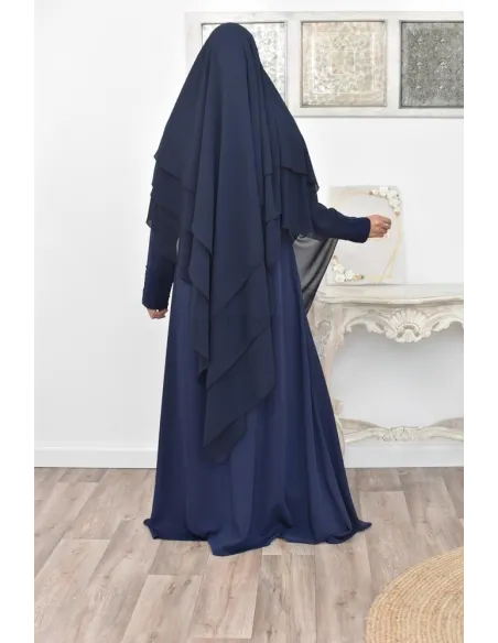Long khimar 3 voiles en mousseline pour femme musulmane voilée