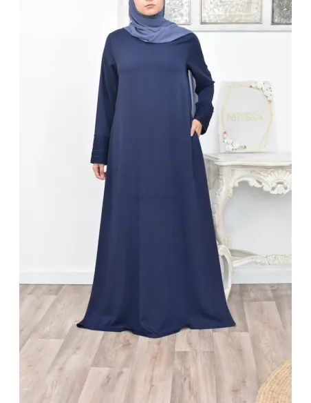 Superbe abaya islamique manches dentelle sans artifice casual