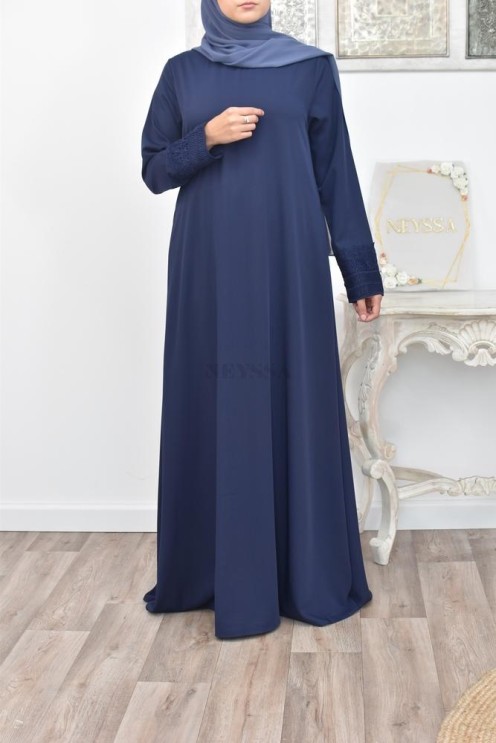 Superbe abaya islamique manches dentelle sans artifice casual