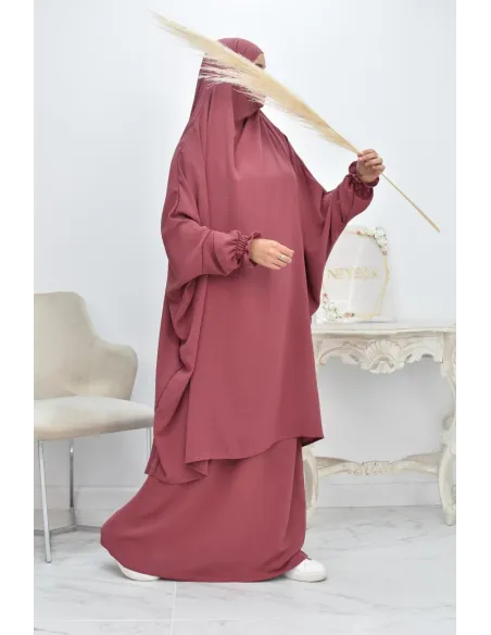 jilbab 2 pieces fluide manche froufrou haut de gamme et pas cher