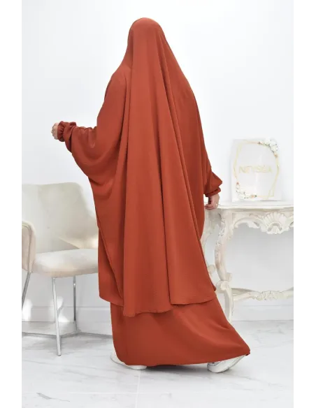 jilbab 2 pieces fluide manche froufrou haut de gamme et pas cher