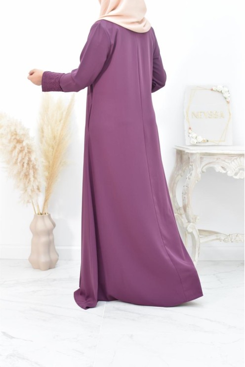 Superbe abaya islamique manches dentelle sans artifice casual