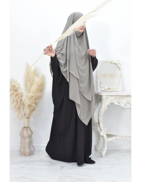Long khimar 3 voiles en mousseline pour femme musulmane voilée