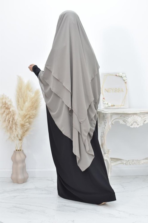 Long khimar 3 voiles en mousseline pour femme musulmane voilée