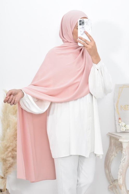 Maxi hijab mousseline opaque, grand hijab grand voile mega hijab 1m90
