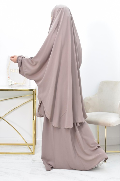 Ensemble jilbab 2 pièces tissu haut de gamme couleurs tendances