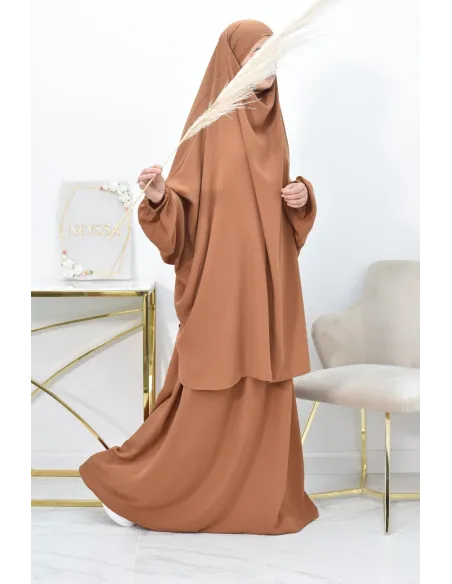 Ensemble jilbab 2 pièces tissu haut de gamme couleurs tendances