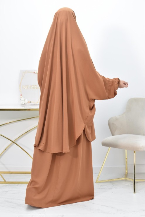 Ensemble jilbab 2 pièces tissu haut de gamme couleurs tendances