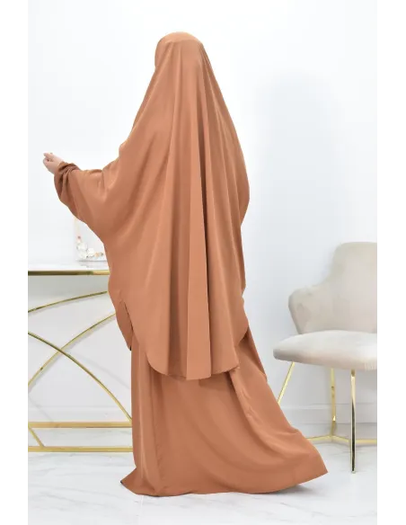 Ensemble jilbab 2 pièces tissu haut de gamme couleurs tendances