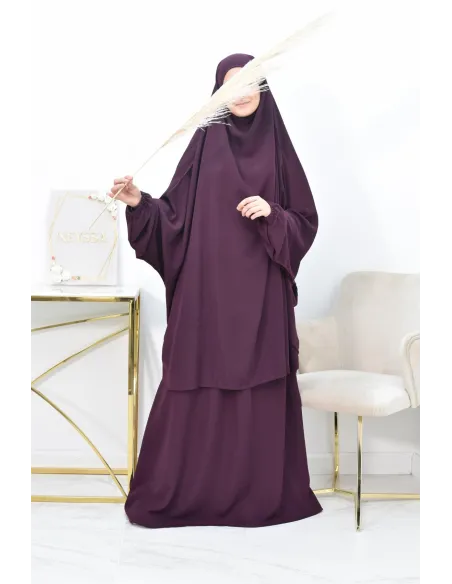 Ensemble jilbab 2 pièces tissu haut de gamme couleurs tendances