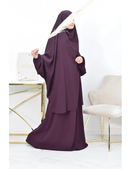 Ensemble jilbab 2 pièces tissu haut de gamme couleurs tendances