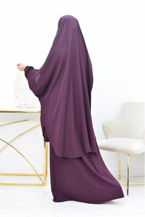 Ensemble jilbab 2 pièces tissu haut de gamme couleurs tendances