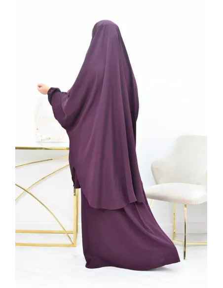 Ensemble jilbab 2 pièces tissu haut de gamme couleurs tendances