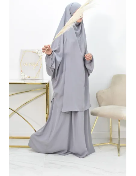 Ensemble jilbab 2 pièces tissu haut de gamme couleurs tendances