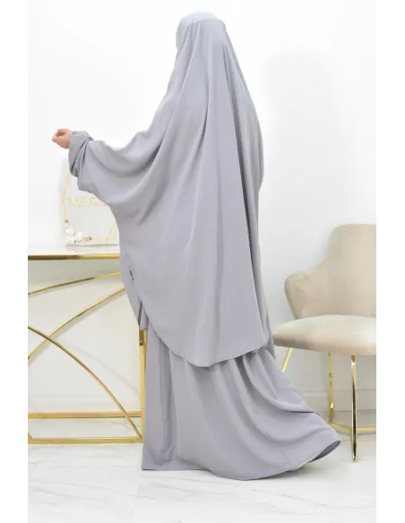 Ensemble jilbab 2 pièces tissu haut de gamme couleurs tendances