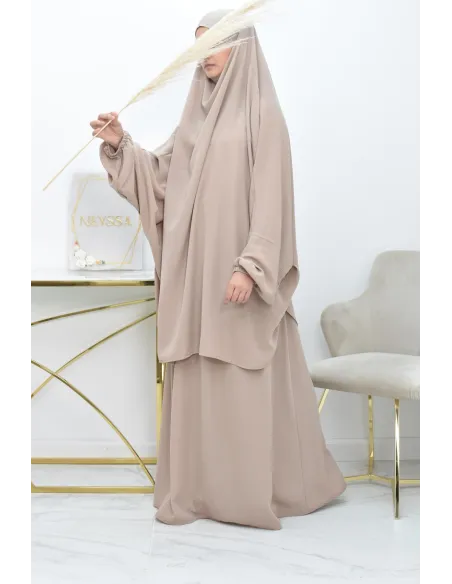 Ensemble jilbab 2 pièces tissu haut de gamme couleurs tendances