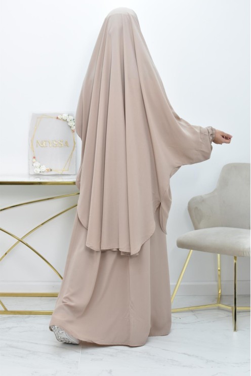 Ensemble jilbab 2 pièces tissu haut de gamme couleurs tendances