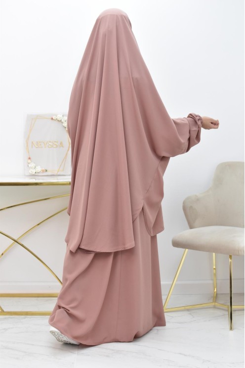Ensemble jilbab 2 pièces tissu haut de gamme couleurs tendances
