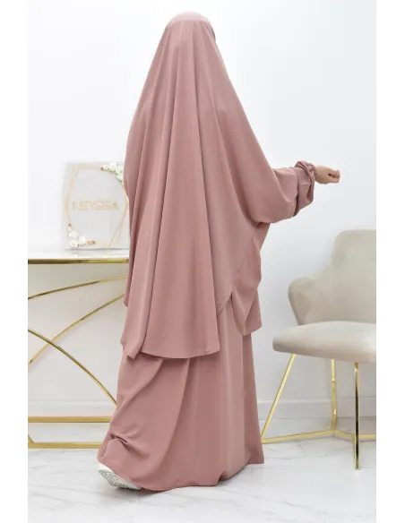 Ensemble jilbab 2 pièces tissu haut de gamme couleurs tendances