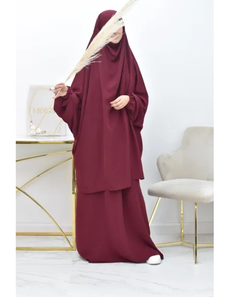 Ensemble jilbab 2 pièces tissu haut de gamme couleurs tendances