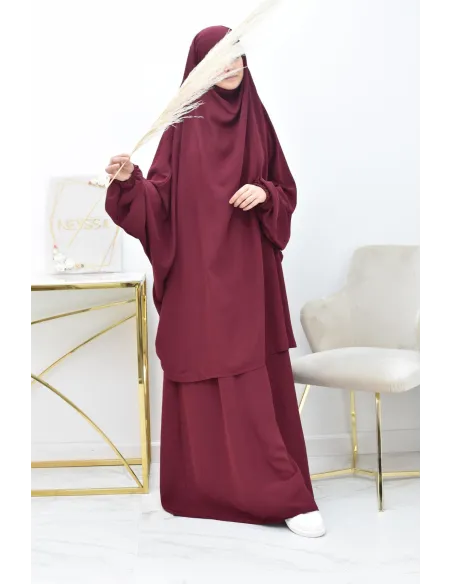 Ensemble jilbab 2 pièces tissu haut de gamme couleurs tendances