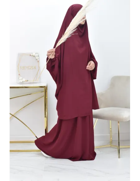 Ensemble jilbab 2 pièces tissu haut de gamme couleurs tendances