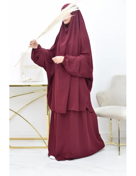 Ensemble jilbab 2 pièces tissu haut de gamme couleurs tendances