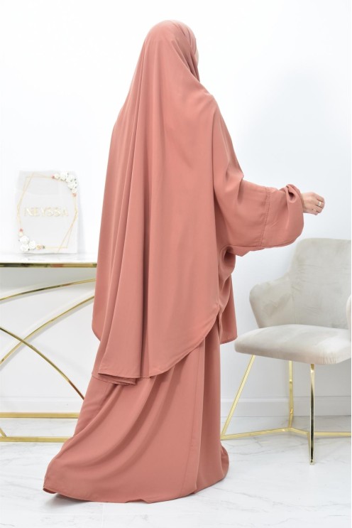 Ensemble jilbab 2 pièces tissu haut de gamme couleurs tendances