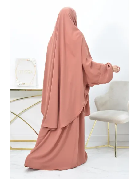 Ensemble jilbab 2 pièces tissu haut de gamme couleurs tendances