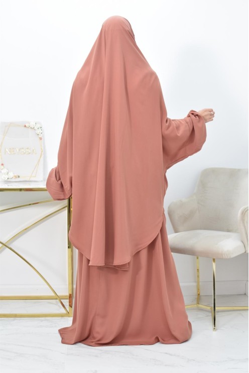 Ensemble jilbab 2 pièces tissu haut de gamme couleurs tendances