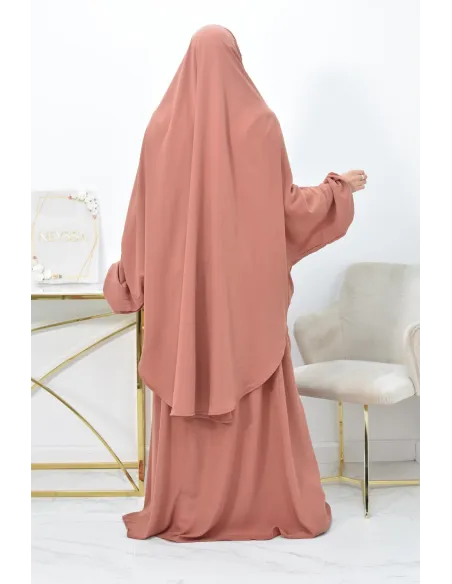 Ensemble jilbab 2 pièces tissu haut de gamme couleurs tendances