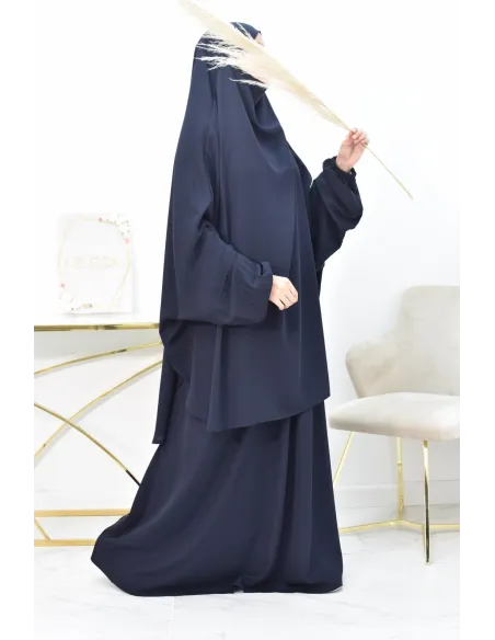 Ensemble jilbab 2 pièces tissu haut de gamme couleurs tendances