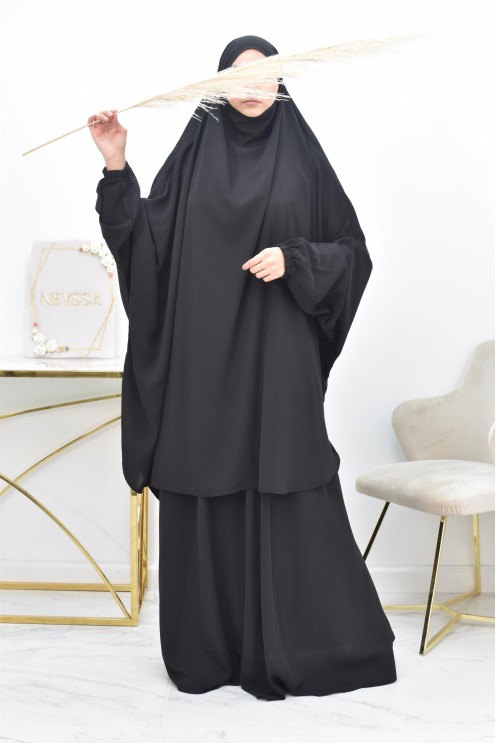Ensemble jilbab 2 pièces tissu haut de gamme couleurs tendances