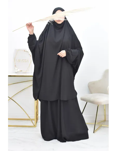 Ensemble jilbab 2 pièces tissu haut de gamme couleurs tendances
