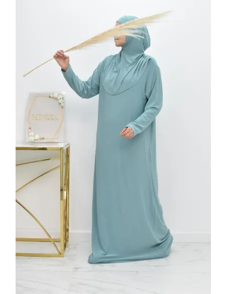 Robe de prière femme musulmane avec hijab intégré pas cher