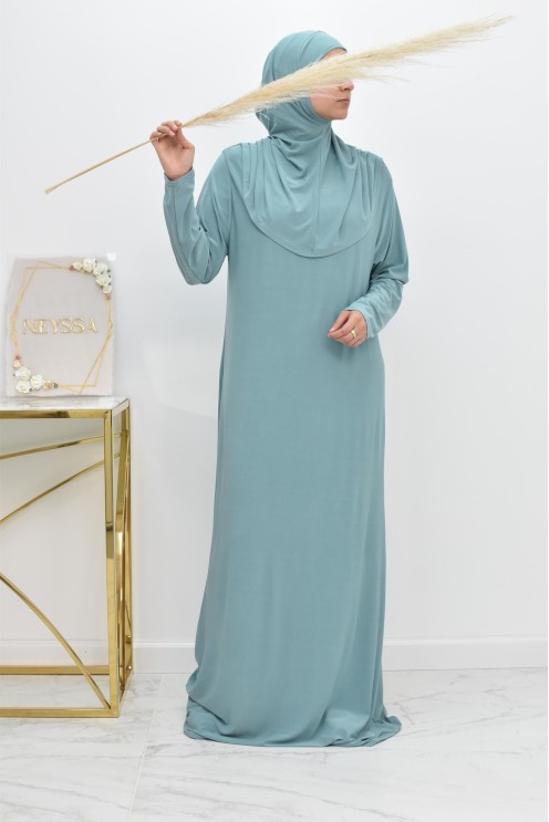 Robe de prière femme musulmane avec hijab intégré pas cher