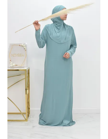 Robe de prière femme musulmane avec hijab intégré pas cher