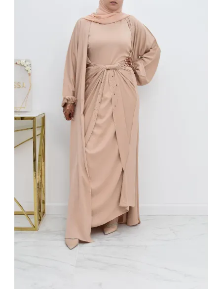 Abaya Dubaï 4 pièces ensemble originale avec tablier Aïd 2022