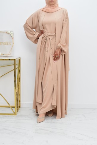 Abaya Dubaï 4 pièces ensemble originale avec tablier Aïd 2022 2