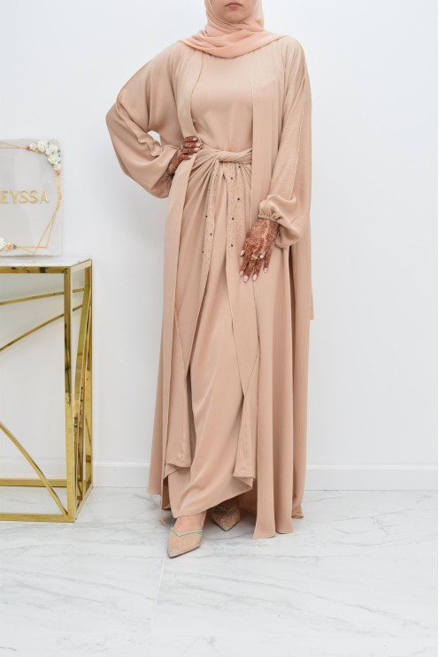 Abaya Dubaï 4 pièces ensemble originale avec tablier Aïd 2022