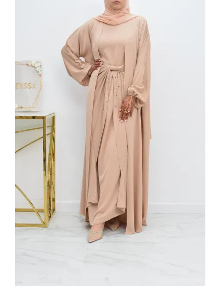 Abaya Dubaï 4 pièces ensemble originale avec tablier Aïd 2022