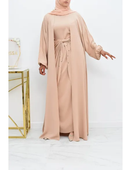 Abaya Dubaï 4 pièces ensemble originale avec tablier Aïd 2022