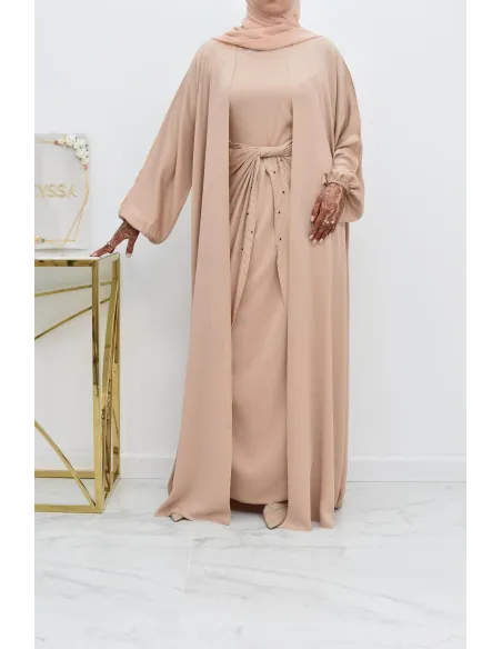 Abaya Dubaï 4 pièces ensemble originale avec tablier Aïd 2022